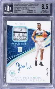 2019-20 Panini Immaculate Collection "Rookie Sneaker Swatch Signatures" Premium Edition Platinum #25 Zion Williamson Signed Sneaker Patch Rookie Card (1/1) - BGS NM-MT+ 8.5/BGS 10